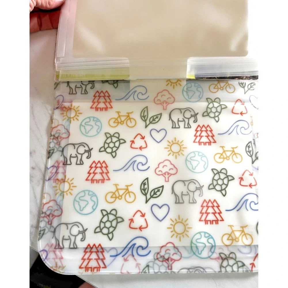 Reusable Sandwich Bags Eco-Friendly Leakproof Planet Animals Lot of 6 Bags DDD